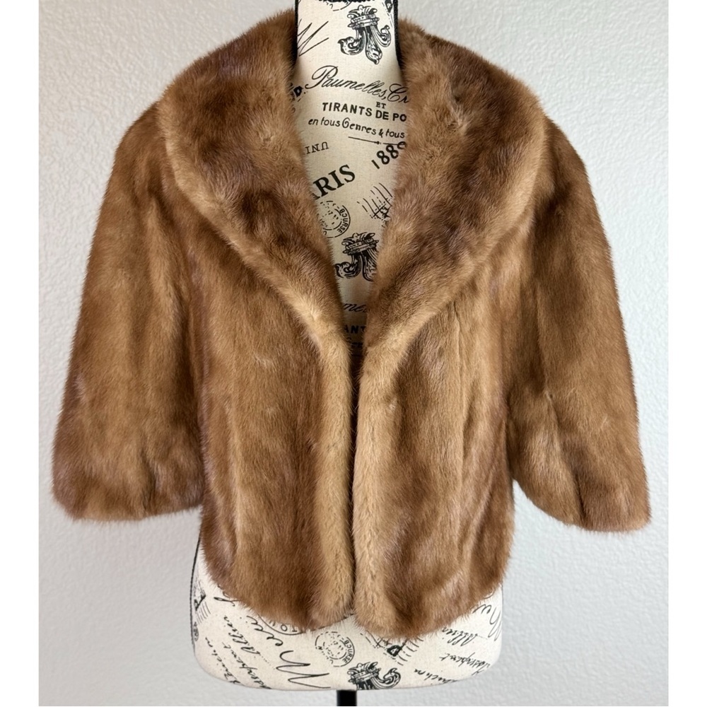 Vintagr Fur Morton’s 40s 50s 60s Luxury Brown Silky Lining Cape Jacket OS - Picture 7 of 12